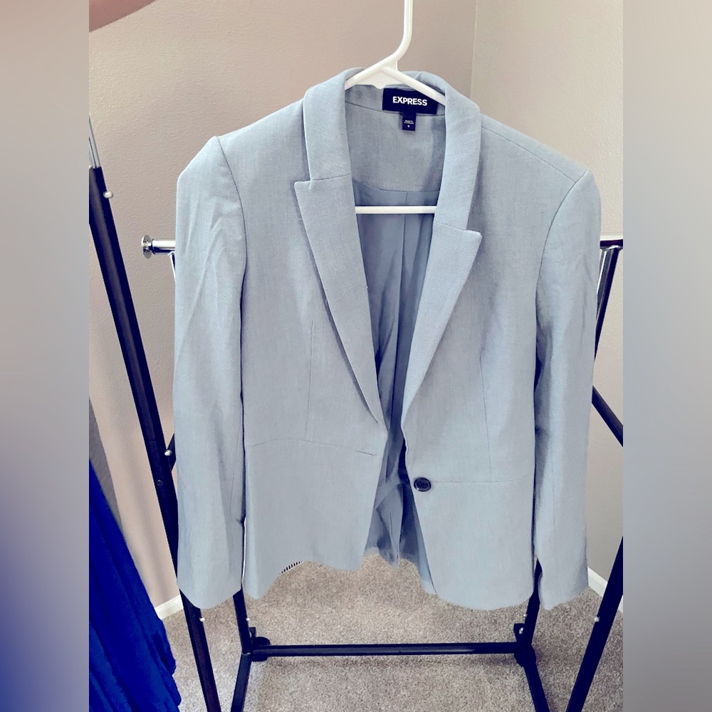 Express Light Blue One Button Blazer - image 1